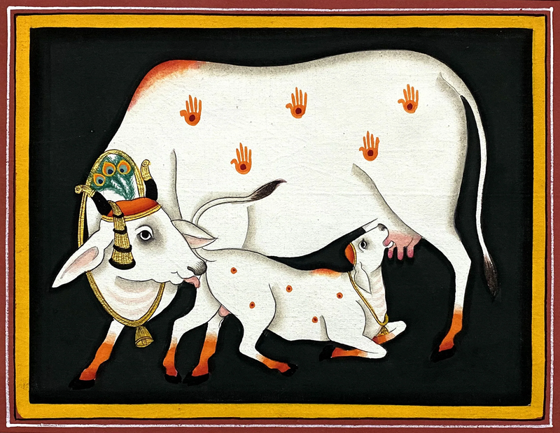 Buy Kamadhenu and Her Calf Pichwai Painting by Dinesh Soni