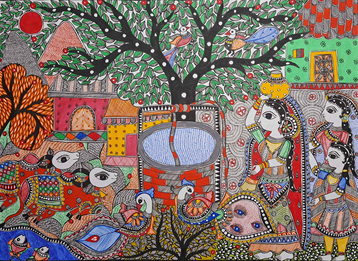 Daily life scenes of rural areas: Madhubani by Vibhuti Nath Thumbnail