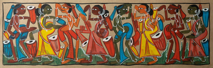 Dance of the Santhal Tribe: Art by Manoranjan Chitrakar Thumbnail