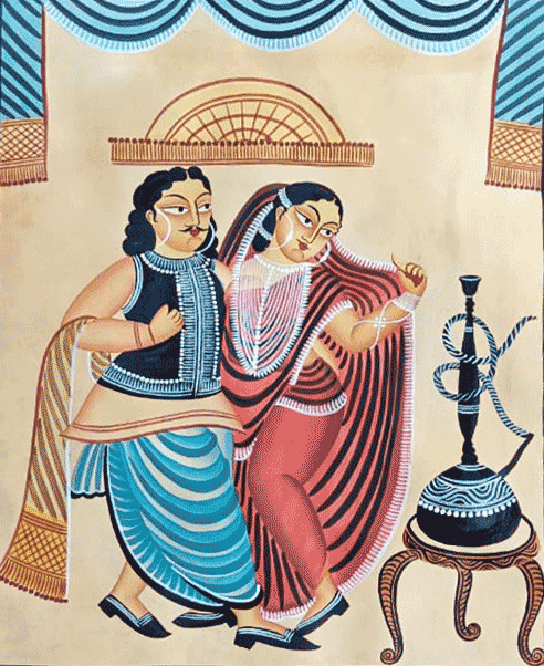Dancing Couple (Babu and Bibi) in Kalighat by Hasir Chitrakar Thumbnail