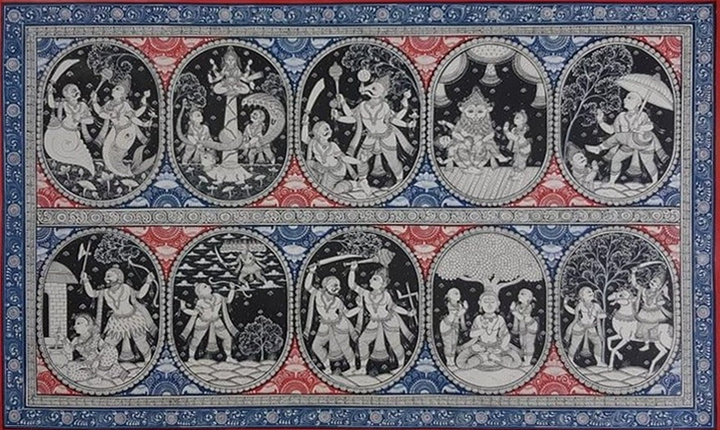 Dashavatar Handpainted in - Pattachitra Art by Apindra Swain for Home Decor Thumbnail