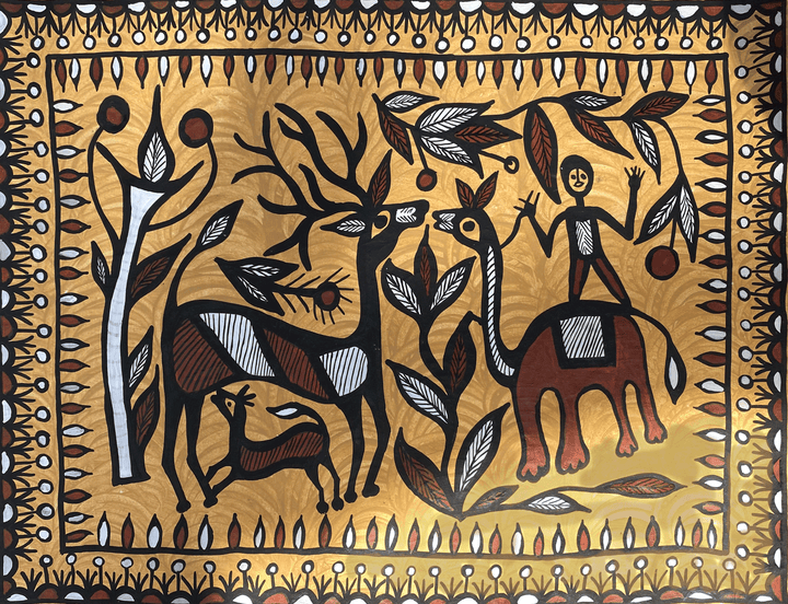 Deer and Lamb in Sohrai by Manikchand Mahto Thumbnail
