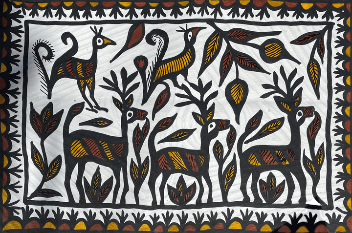 Deers and Birds in Sohrai by Manikchand Mahto Thumbnail