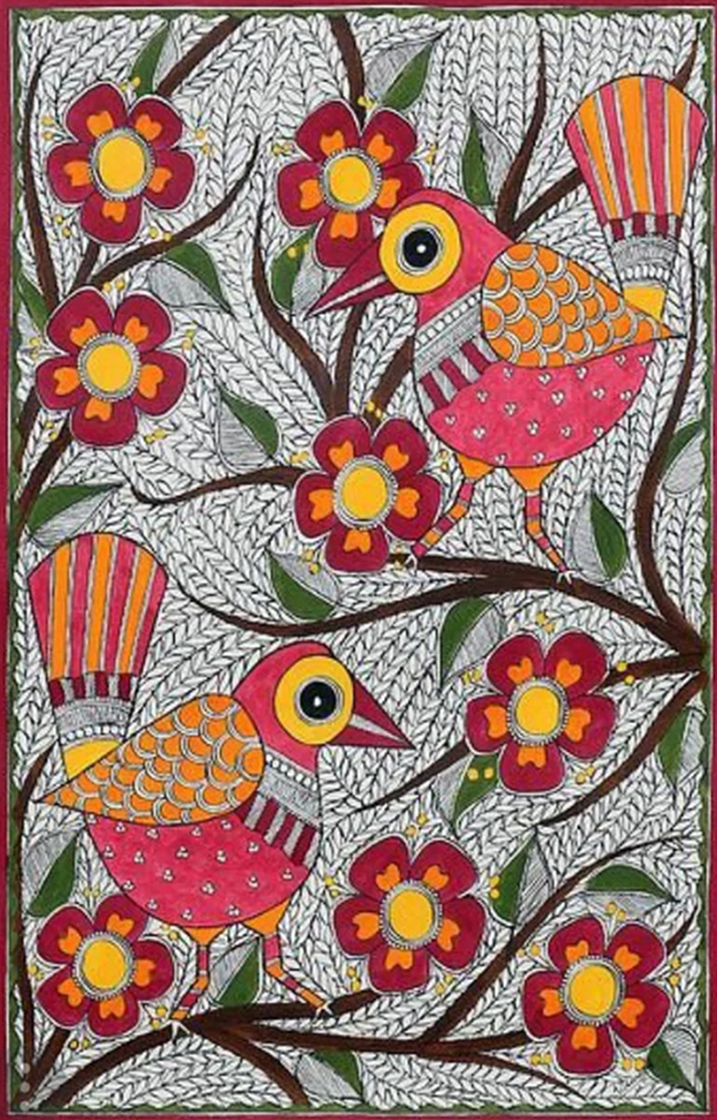 Buy Delicate Beauty: Madhubani painting by Priti Karn