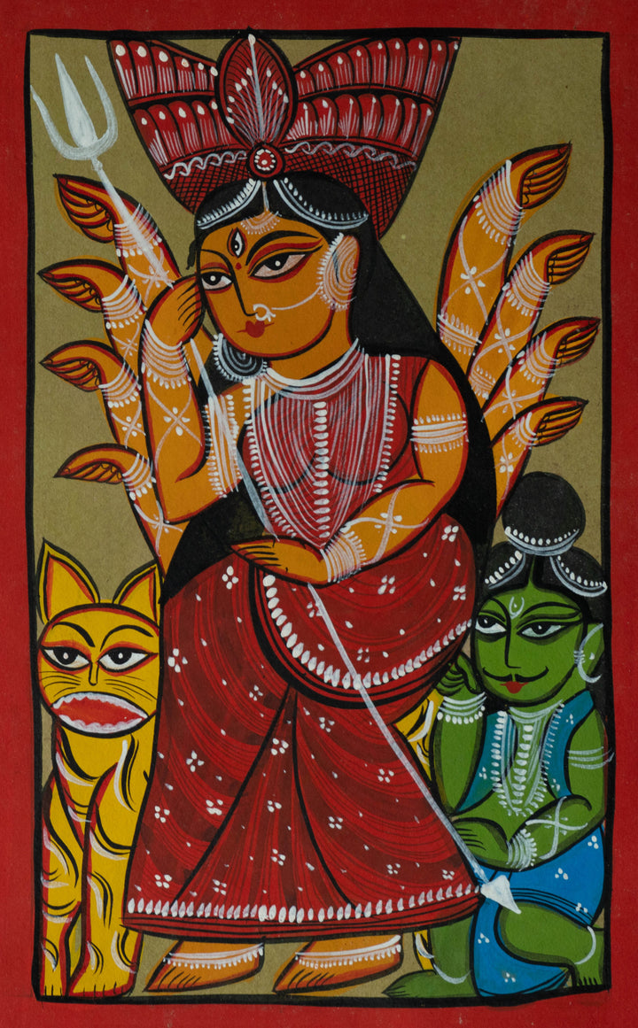 Depiction of Maa Durga in Bengal Pattachitra by Manoranjan Chitrakar Thumbnail