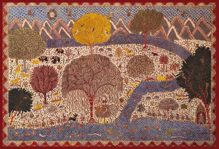 Depiction Of Shankalpur Jangal Mata Ni Pachedi By Vasant Manubhai Chitara For Home Decor Thumbnail