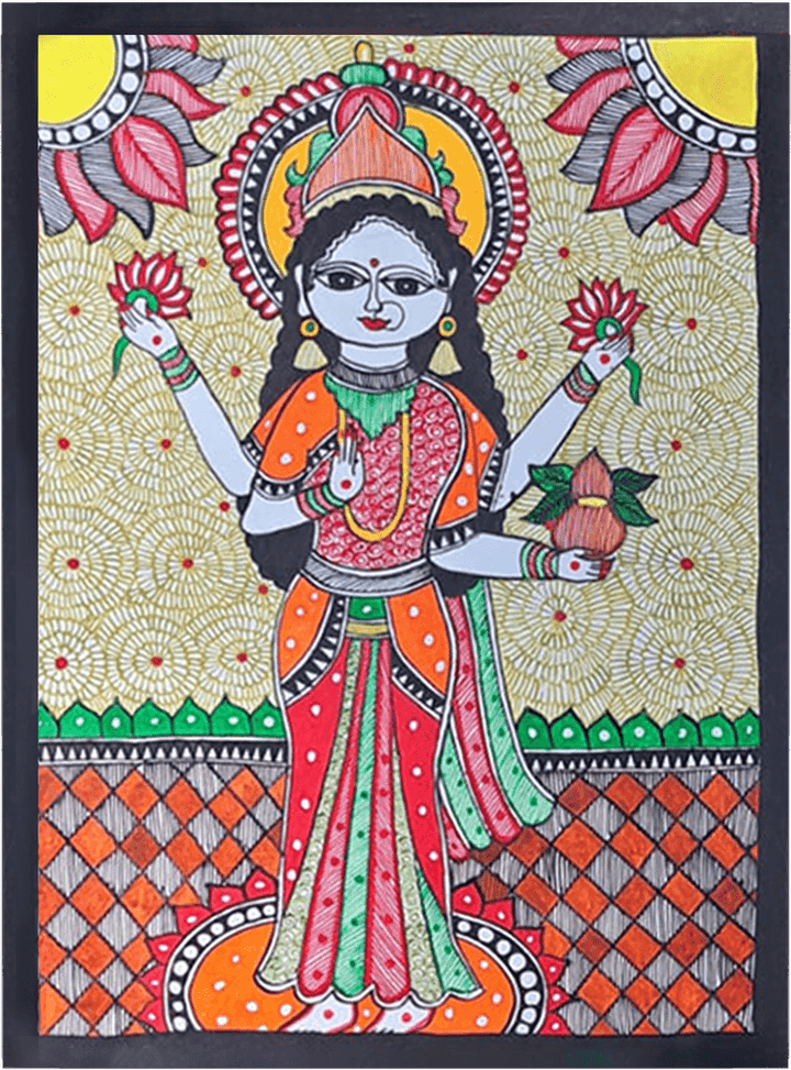 Depiction of goddess Lakshmi: Madhubani by Vibhuti Nath Thumbnail
