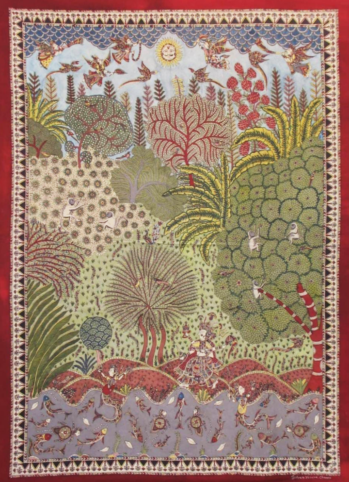 Depiction Of Trees Mata Ni Pachedi By Vasant Manubhai Chitara For Home Decor Thumbnail