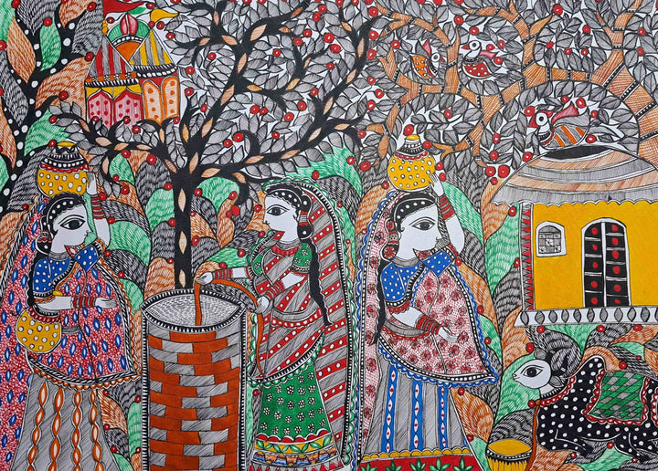 Depiction of women near the well: Madhubani by Vibhuti Nath Thumbnail