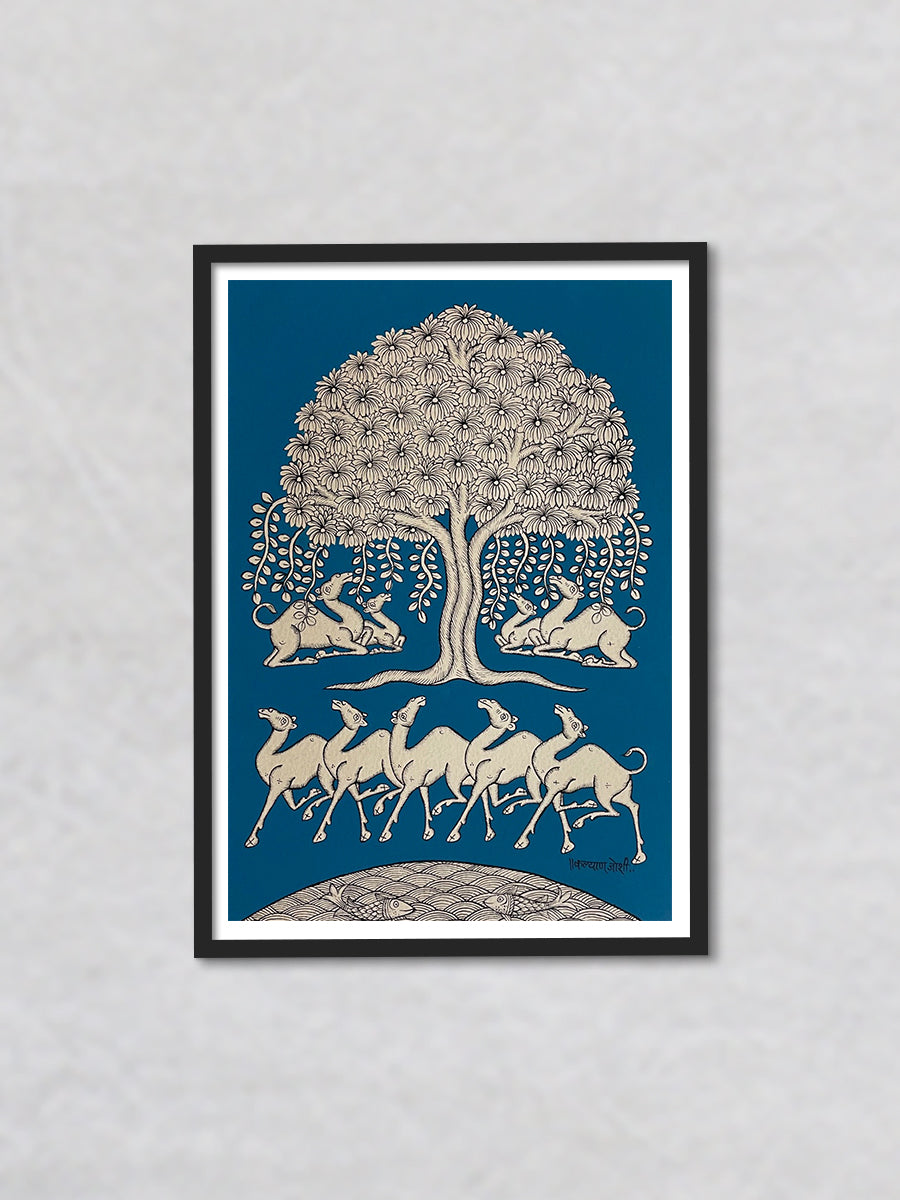 Desert Serenade A Phad Painting of Camels by Kalyan Joshi