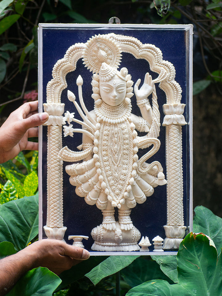 Divine Grace: The Serene Shola Pith Carving of Shrinathji by Arup Malakar Thumbnail
