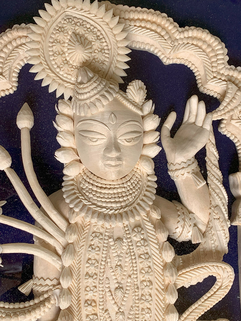 Divine Grace: The Serene Shola Pith Carving of Shrinathji by Arup Malakar