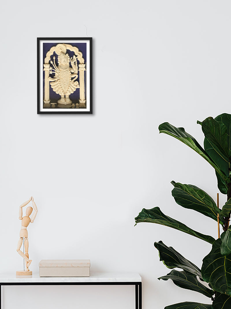 Divine Grace: The Serene Shola Pith Carving of Shrinathji by Arup Malakar