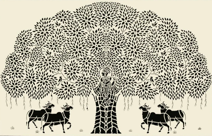 Divine Harmony: Krishna and Cows in Ashutosh Verma's Sanjhi Thumbnail