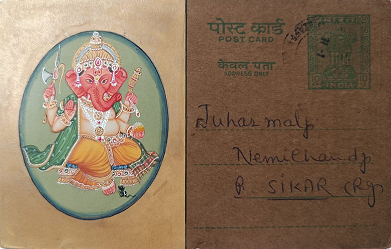 Divine Harmony: Spirituality in Mail, Miniature Painting by Mohan Prajapati