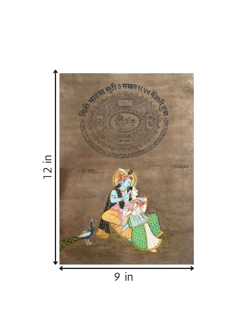 Divine Love Of Krishna In Mughal Miniature artwork for sale