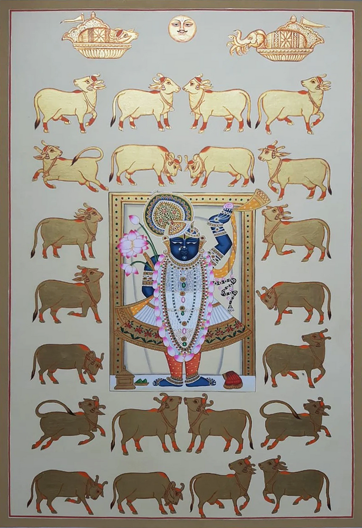 The Blissful Devotion of Shrinathji and Sacred Cows In Pichwai by Shehzaad Ali Sherani Thumbnail