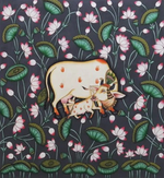 Order Cow with calf between a lotus pond Pichwai art