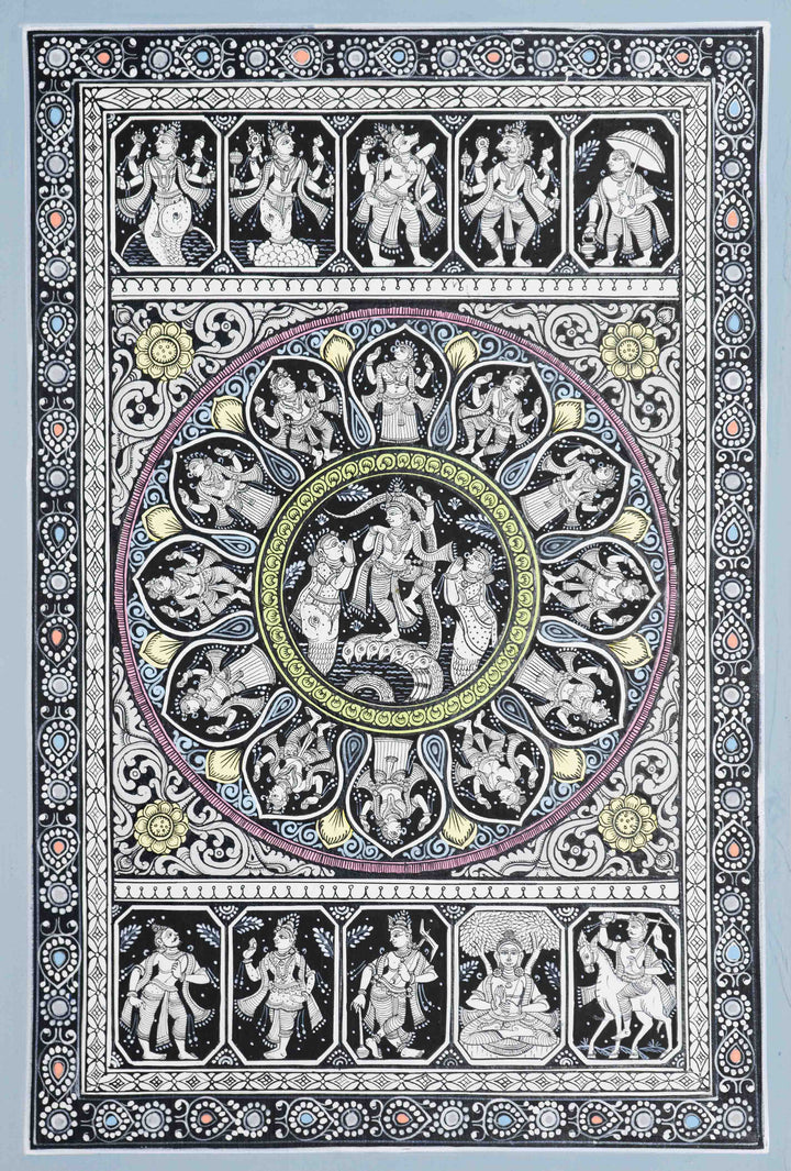 Divine Metamorphosis Evolution Through - Pattachitra Artwork by Apindra Swain for Home Decor Thumbnail