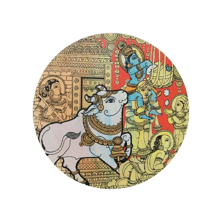 Divine Mischief: Playful Charms: Kalamkari inspired painting by Harinath N Thumbnail