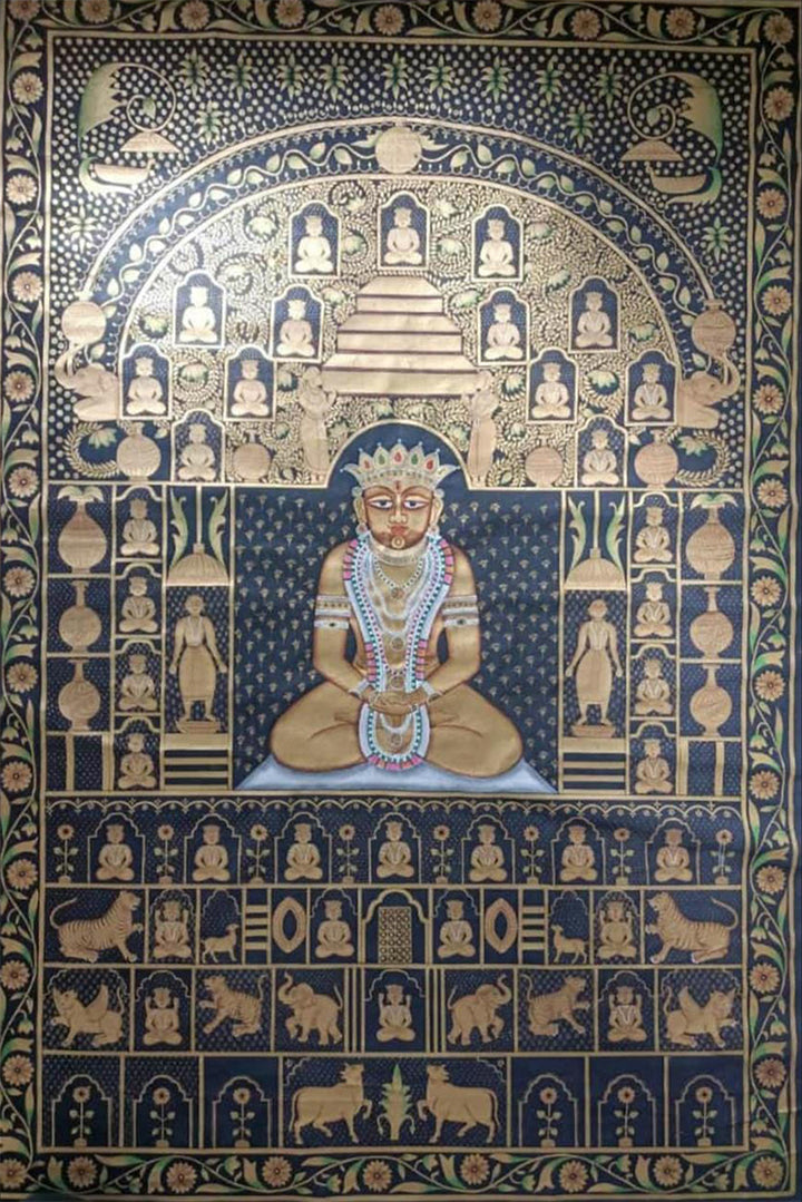 Divine Presence: Jain Bhagawan Shri Mahavir Swami in a Jain Painting by Dinesh Soni Thumbnail