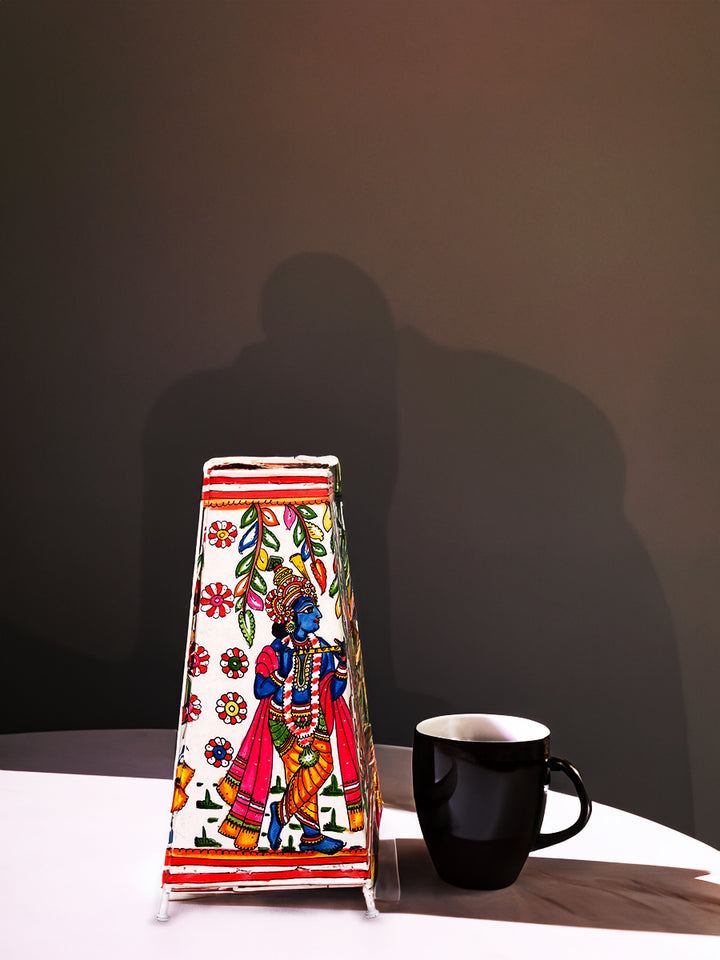 Divine Radiance – Multi-Colour Radha Krishna Tholu Bommalata Tabletop Lamp by Kanday Anjanappa Thumbnail