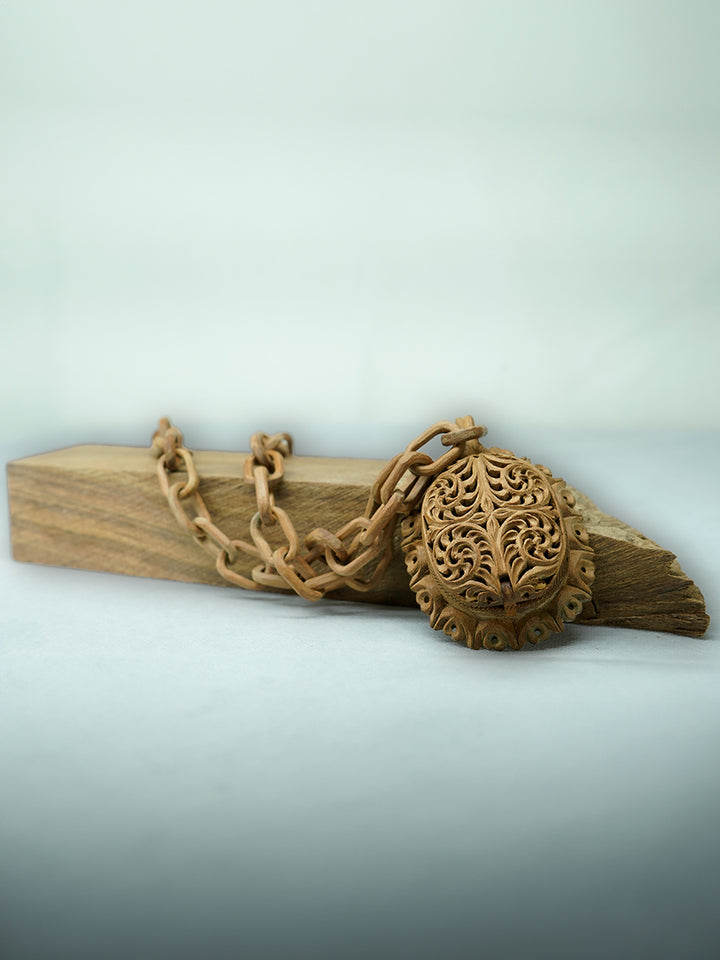 Divine Serenity: Hanuman Ji Pendant - A Sacred Fusion of Raw Sandalwood Carving by Om Prakash Thumbnail