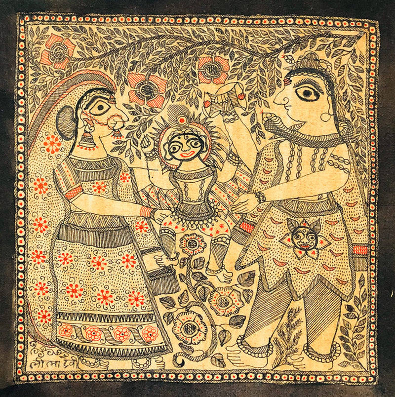 Buy Divine Family A Mythological Tapestry of Madhubani Art, Madhubani Painting by Ambika Devi