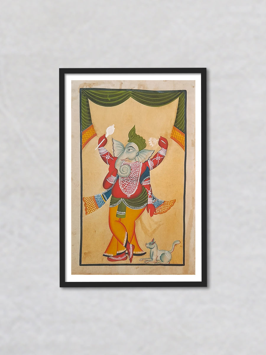Divine Harmony  Grace of Lord Ganesh Khalighat Painting by Sonali Chitrakar