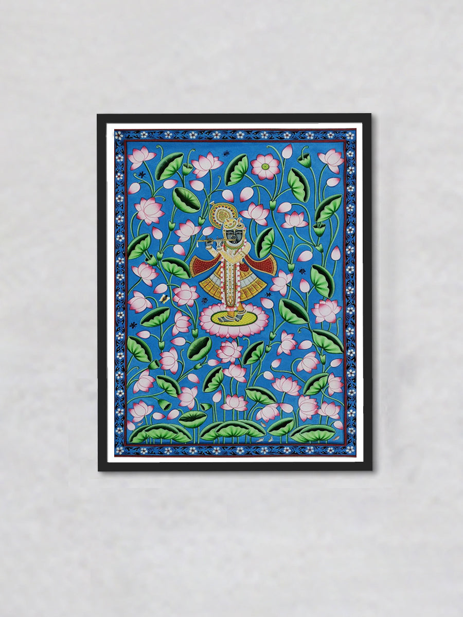 Divine Symphony Shrinathji and his florals Pichwai Painting by Dinesh Soni