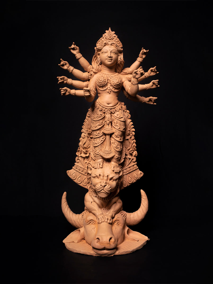 Buy Divine Transcendence Gauri Terracotta Sculpture, Terracotta art by Dolon Kundu