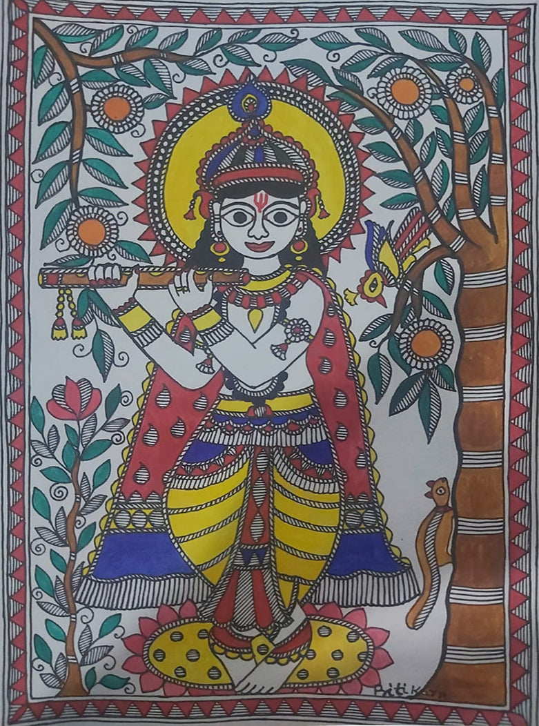 Shop Divine entity - A Mythological Beauty, Madhubani Painting by Priti Karn