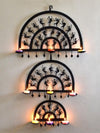 Diya with semicircle patterns: Bastar Iron Craft by Sameep Vishwakarma for sale