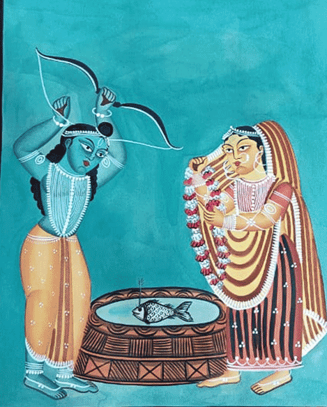 Buy Draupadi's Swayamvar in Kalighat by Hasir Chitrakar