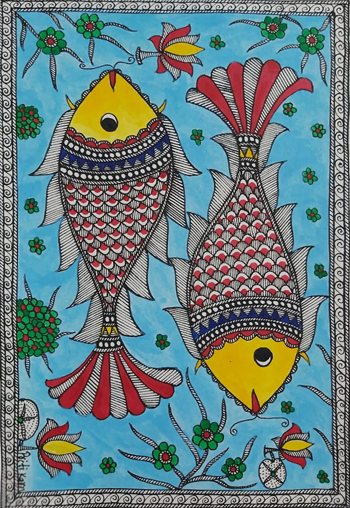 Dual Wonder: Madhubani painting by Priti Karn Thumbnail