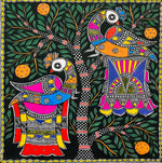 Buy Dual Symphony - Burst of Vibrancy, Madhubani Painting by Ambika Devi