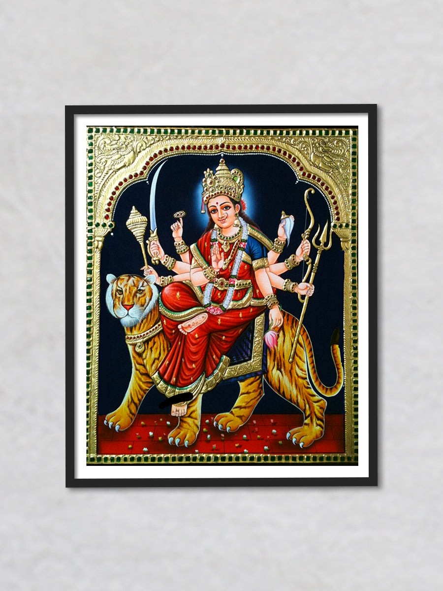 Durga Devi, Tanjore Painting by Sanjay Tandekar