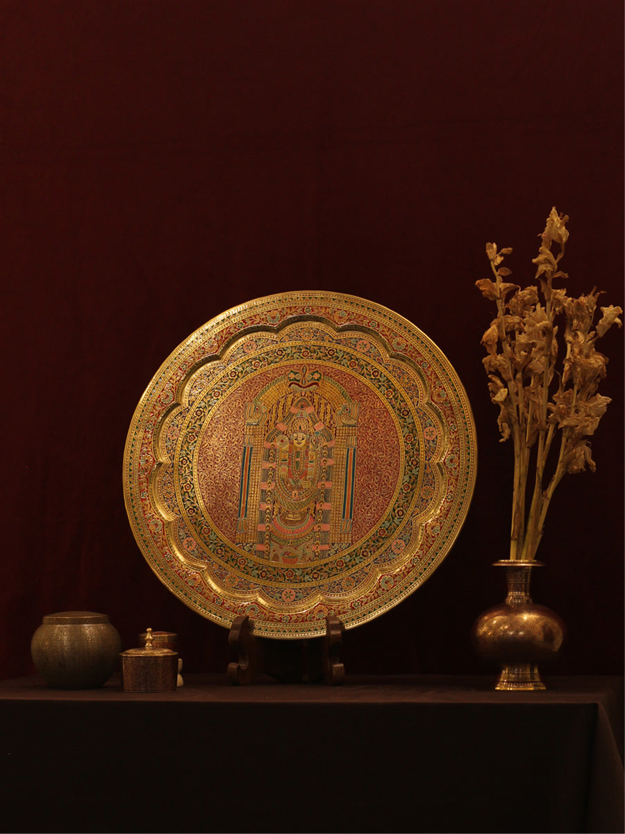 Shop Tirupati Balaji standing on lotus pedestal in Marodi Brass Plate