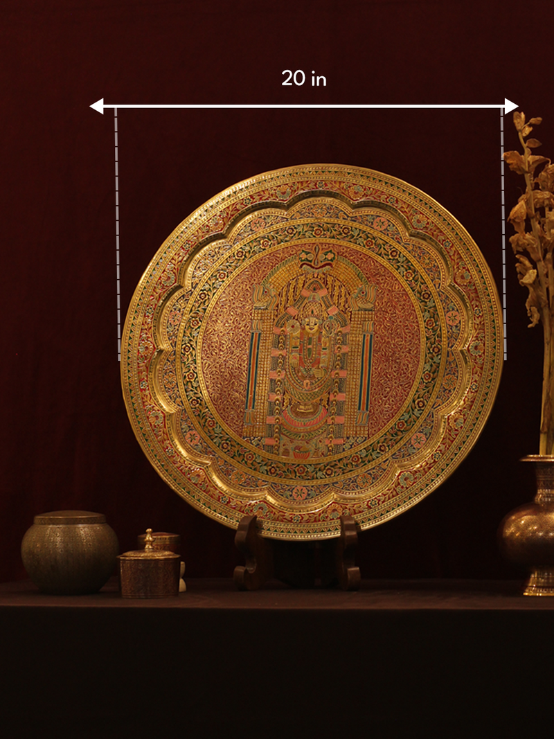 Buy Tirupati Balaji standing on lotus pedestal in Marodi Brass Plate