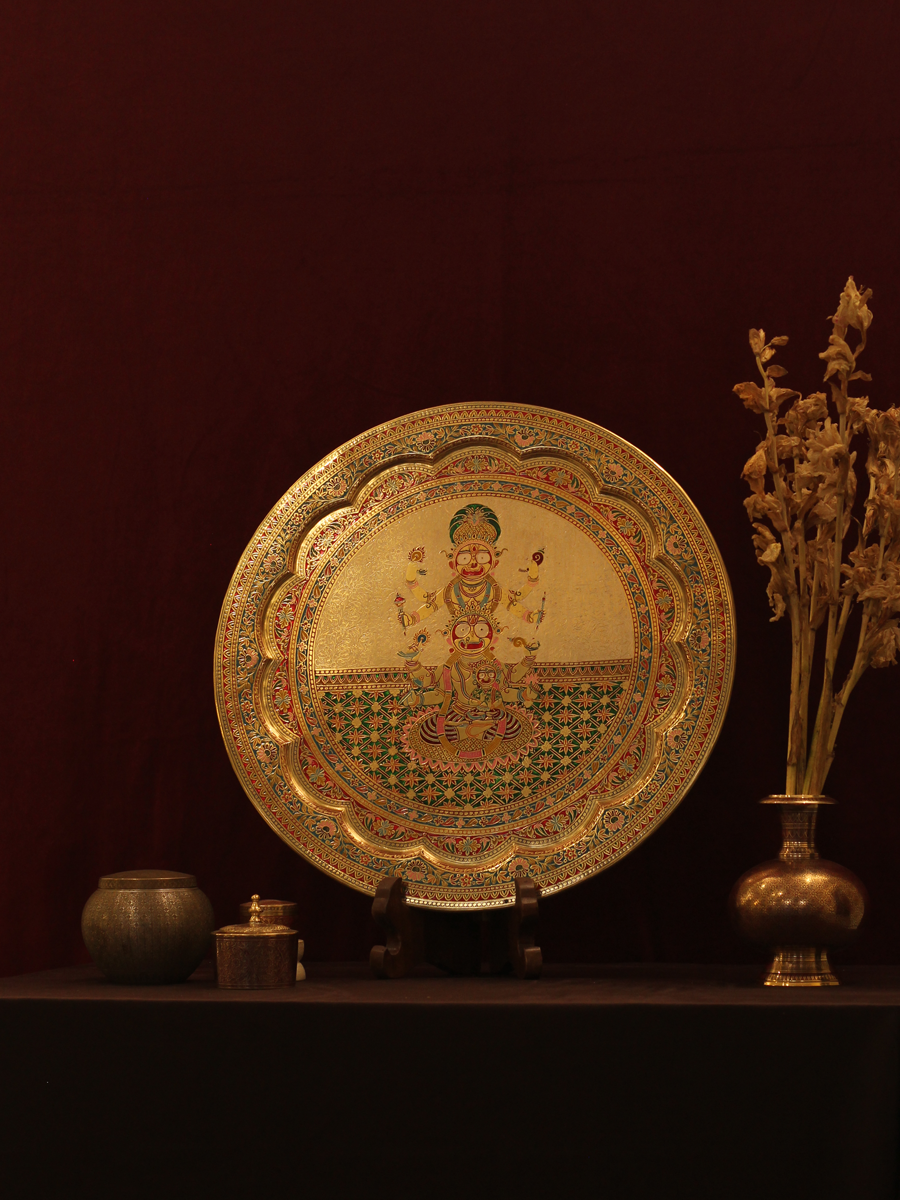 Shop Lord Jagannath accompanied by his siblings in Marodi Brass Plate