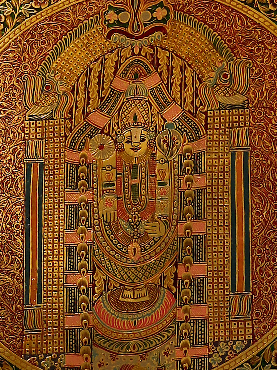 Tirupati Balaji standing on lotus pedestal in Marodi Brass Plate