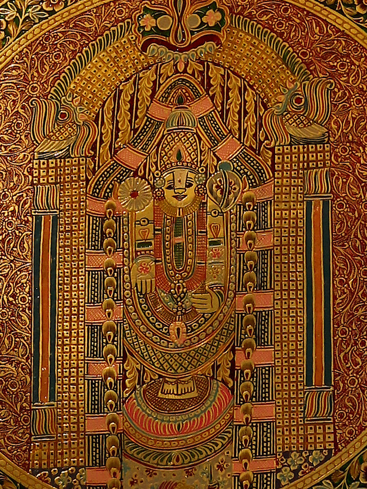 Tirupati Balaji standing on lotus pedestal in Marodi Brass Plate Thumbnail
