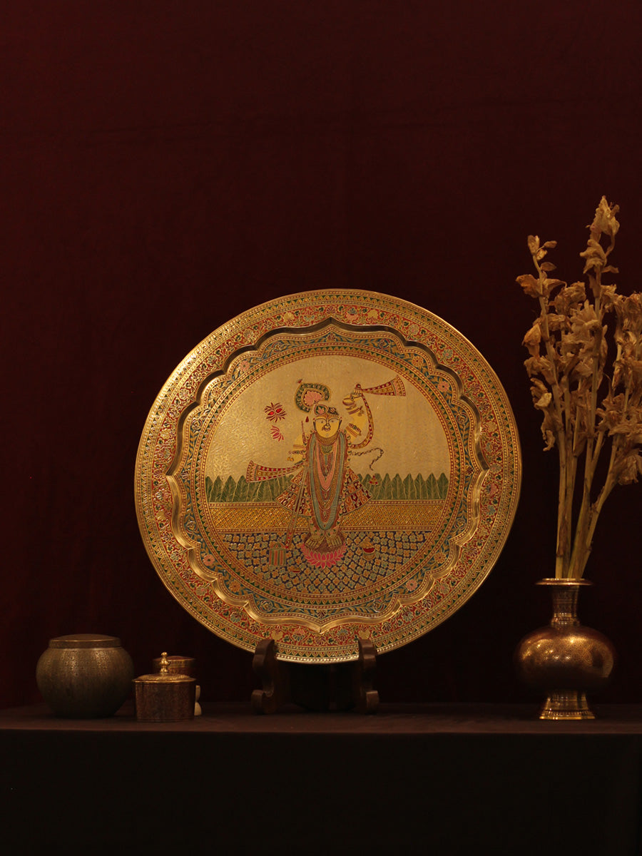 Shop Lord Shrinathji on lotus pedestal in Marodi Brass Plate