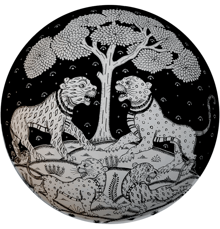 Elegance in Monochrome - Pattachitra Plate by Apindra Swain for Home Decor Thumbnail