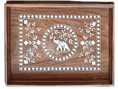 Elephant Handcrafted Tray in Wood Inlay by Satyug Singh Thumbnail