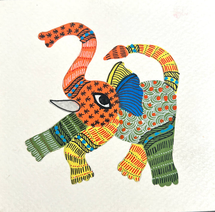 Elephant In Gond By Kailash Pradhan Thumbnail