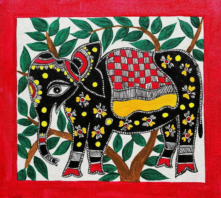 Elephant In Madhubani by Izhar Ansari Thumbnail