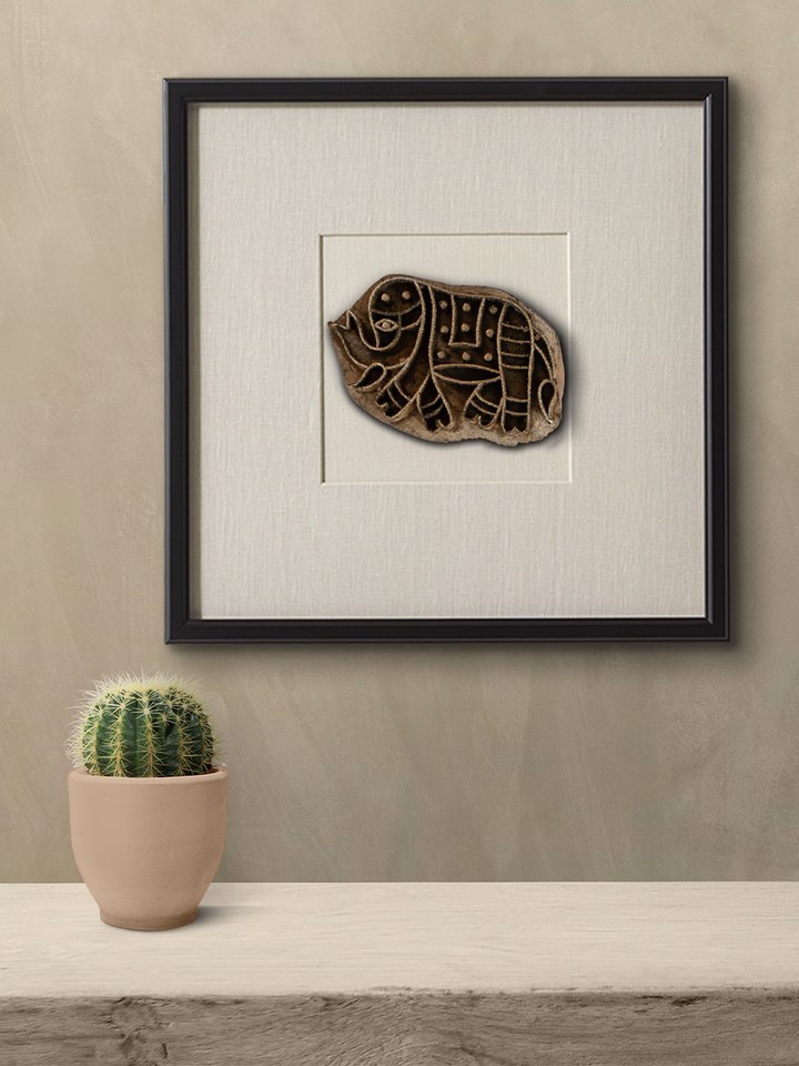 Elephant Wooden Block art by Vikas Singh Thumbnail