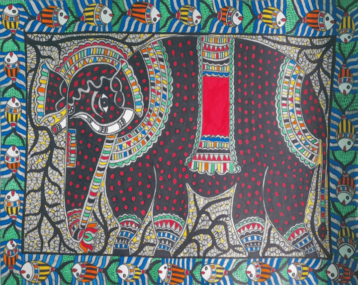 Elephant in Madhubani by Vibhuti Nath Thumbnail