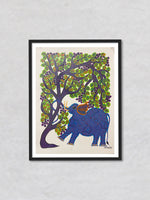 Elephant under a Tree, Bhil Art by Geeta Bariya